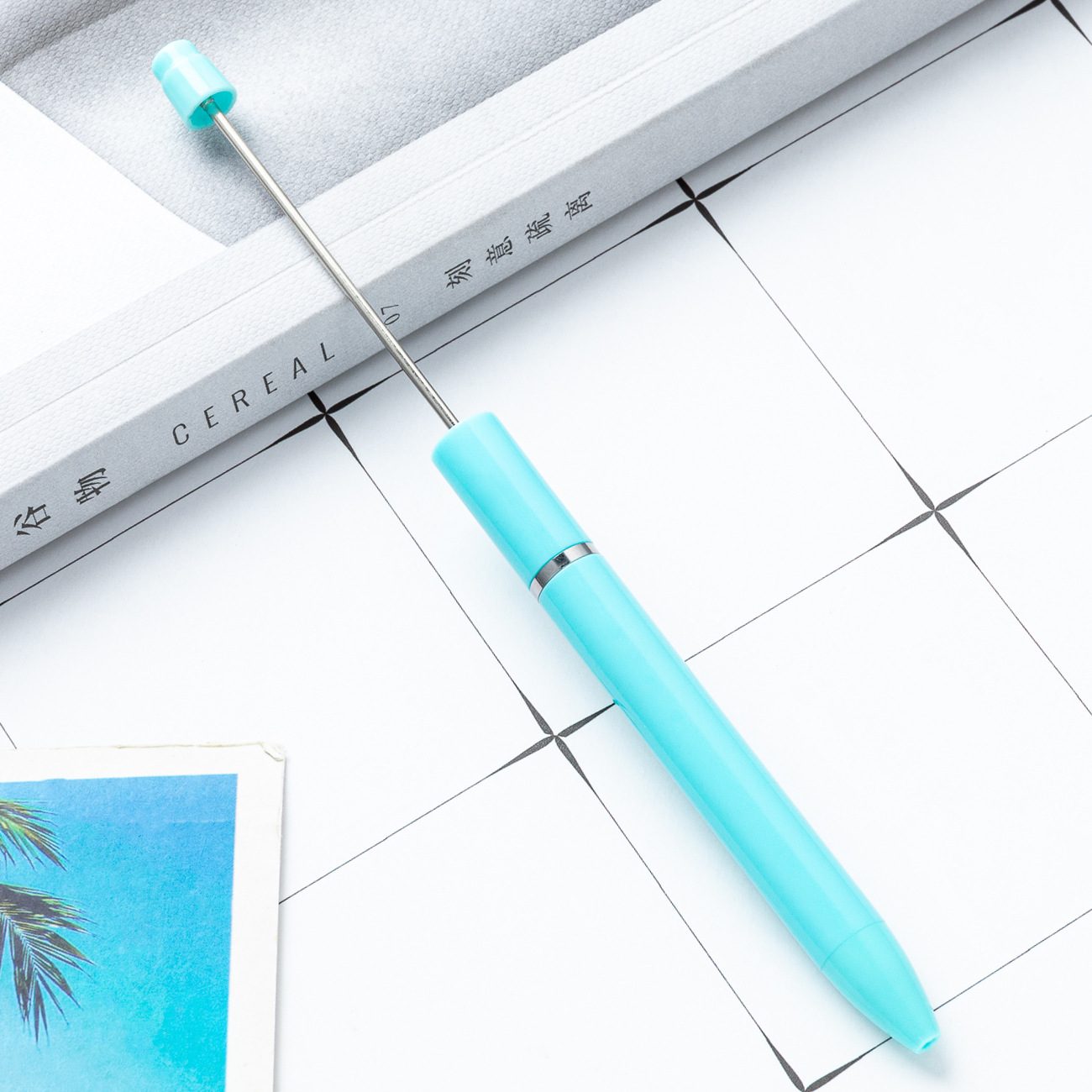 Inventario al por mayor creativo diy bolígrafo de cuentas largos bolígrafo de cuentas de impresión personalizado bolígrafo de cuentas de mano