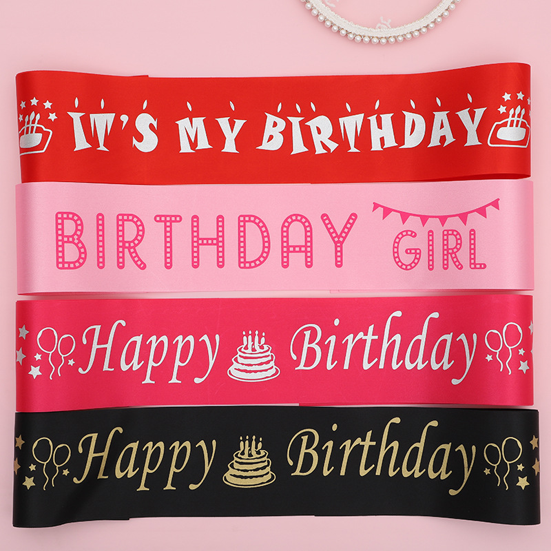 birthday party decoration crown headband happy birthday shoulder strap ceremonial band birthday girl dress up hairpin band