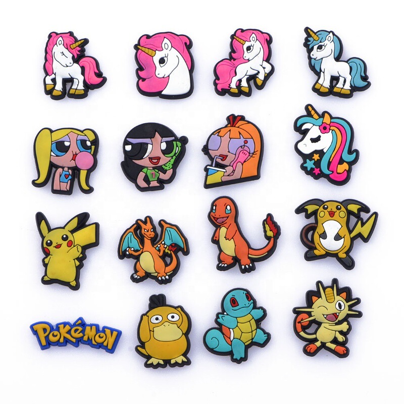 Pikachu Croc Shoes Charms Pokémon Cartoon Shoe Buckle Accessories Sandals Pvc Soft Garden Shoe Decorations DIY Shoe Decorations