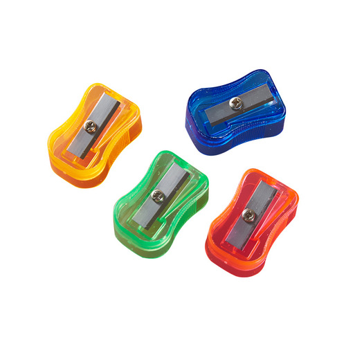 Cute candy-colored small pencil sharpener student single-hole pencil sharpener plastic cartoon creative manual pencil sharpener wholesale