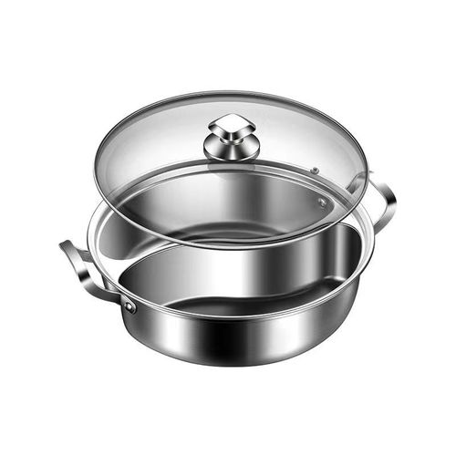 One-piece 316 stainless steel couple pot with thick double-ear soup pot for commercial partition hot pot and home use electromagnetic pot