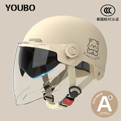 universal safety helmet, Motosiklet dəbilqələri - one-size-fits-all-new-national-standard-3c-khaki-reinforced-inner-and-outer-double-mirrors-thickened-protection-reflective-striped-decals-bear
