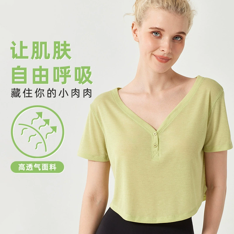 Летняя одежда для йоги с коротким рукавом, женская тонкая дышащая спортивная блузка, топ для похудения, Фитнес-топ, футболка для йоги, блузка, верхняя одежда