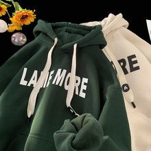 重磅情侣印花卫衣男秋冬季加绒加厚日系男装vibe潮牌男连帽衫外套