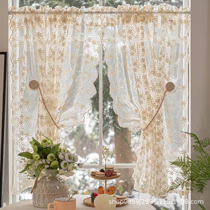 Daisy Window Screen French Light Transparent Upholgous Curtain Bedroom Homestay Pastoral Style Fresh Gauze Curtain Curtain Balcony