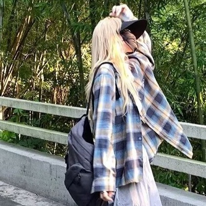 미국 복고풍 대조 격자 무늬 선스크린 셔츠 2024 봄 여름 신작 남성 및 여성 긴팔 루즈한 얇은 셔츠 재킷