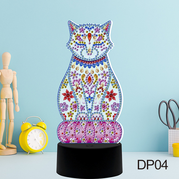 Fábrica directa pintura de diamante perimetral perforado a mano colorido recarga de forma especial placa de lámpara 5D modelado de lámpara de noche personalizado