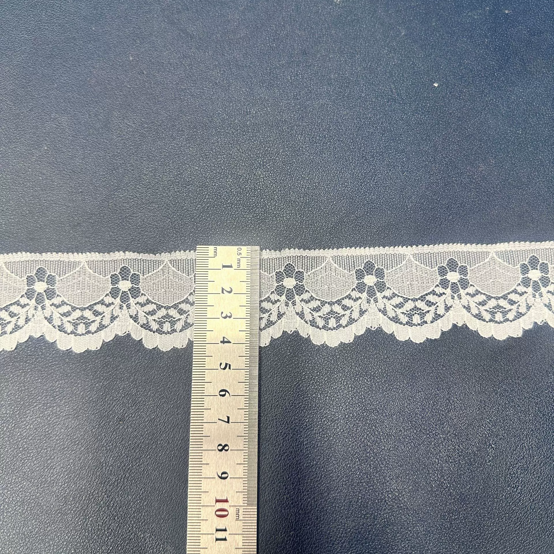 4Cm锦涤纶花边无弹刺绣打皱洛丽塔窗帘配饰辅料黑窗帘DIY白色花边