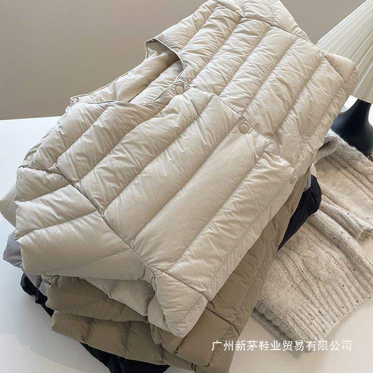 90 White Duck down Jacket Lining, Lightweight Autumn and Winter Short Style Layered Collarless Inner Layer, Lightweight Warm Jacket