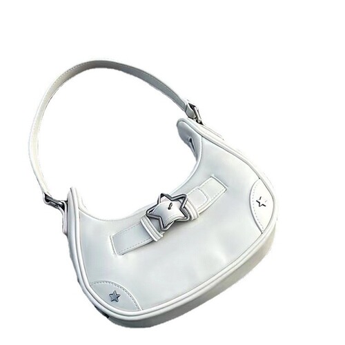 Baguette bag for women 2024 new hot girl armpit bag this year's popular pu leather personalized star buckle shoulder bag for women