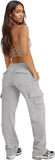 Women's Clothing New Multi Pocket Y2K Overalls Casual Loose Sports Fitness Wide Leg Pants_voghion.com