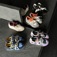 风莉雅可爱甜美德训鞋女鸳鸯鞋带圆头平底秋季新款芭蕾风阿甘板鞋