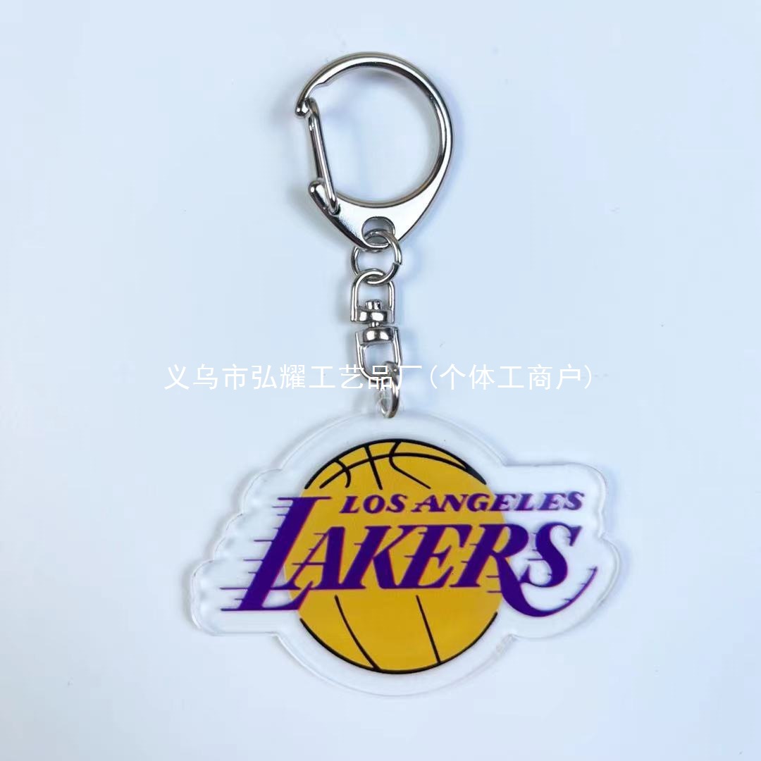 Colgar una guarnición Lakers Warriors net Clippers Cavaliers baloncesto llaveros mochila acrílico image 4