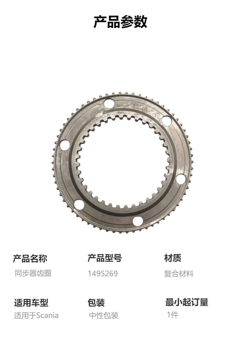 High Quality Truck Parts 1495269 Synchronizer Ring Gear Suitable for Scania Trucks