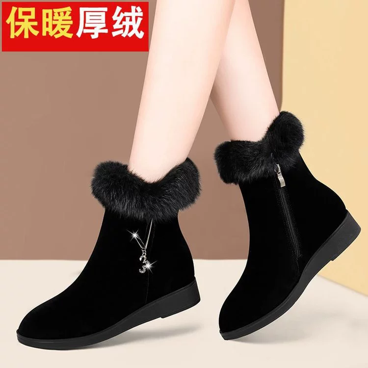 Demi-season fleece keep warm low boots, plus size