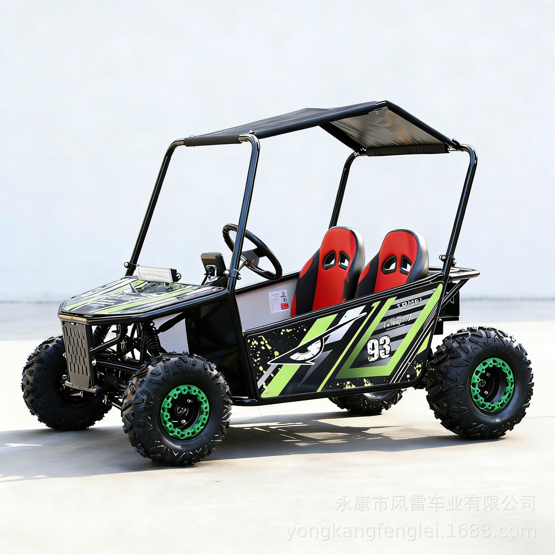 Go Kart Eléctrico de 2 Asientos de Hierro con Transmisión por Eje para Recreación Juvenil image 2