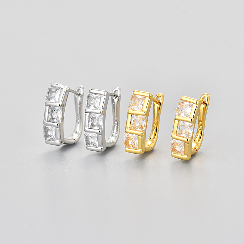 universal geometric square earrings with zircon