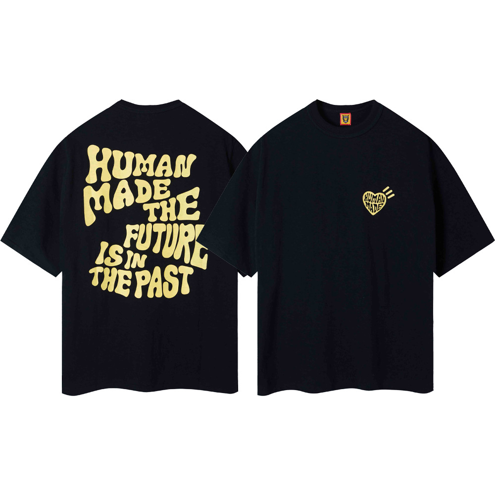 Marca de moda japonesa de bambú pesado algodón suelto pareja de hombre y mujer cilindro camiseta de manga corta media manga TEE