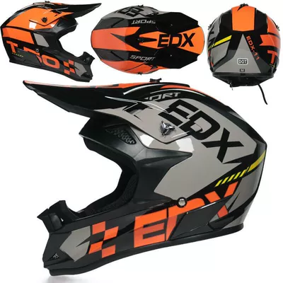 Motosiklet kaskı (dəbilqə) – Seasons motocross helmet - bright-black-orange-goggles-gloves-mask-s