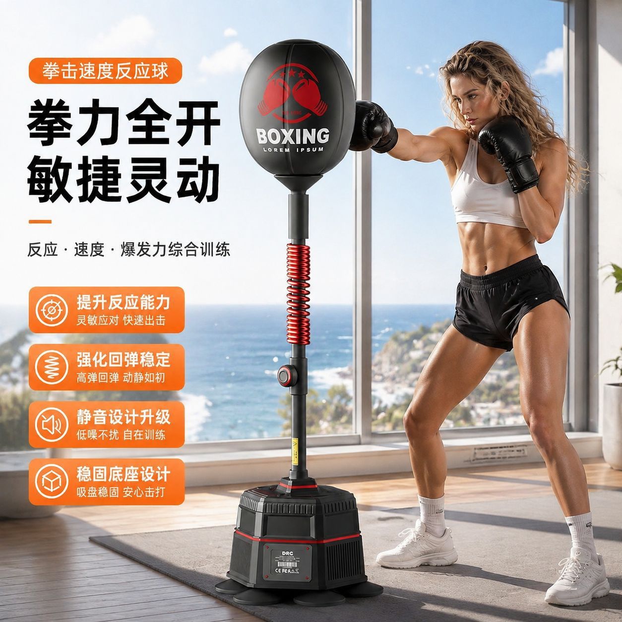 Vertical boxing speed ball for adults and children, home fitness, sparring, rebound punching bag, dodging and reaction training ball