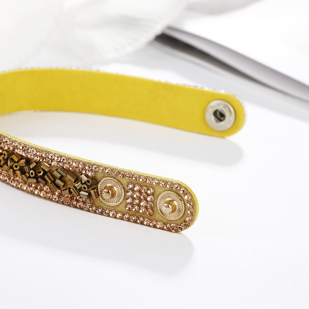 wholesale jewelry retro color splicing inlaid diamond snap button bracelet nihaojewelry