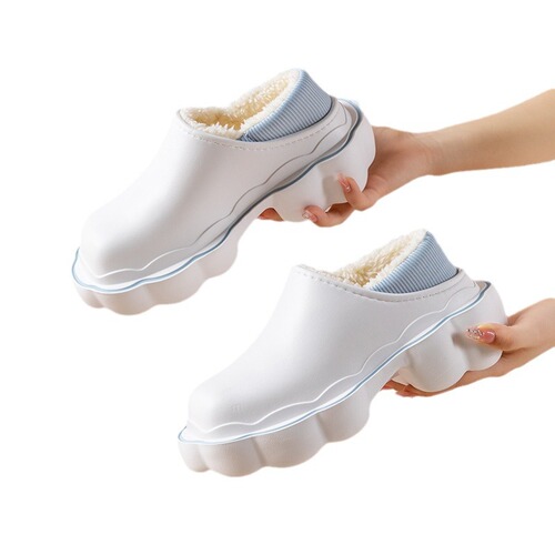 Women's winter slippers with poop-feeling cotton heel and velvet for home and indoor use, thick-soled, waterproof, postpartum, postpartum cotton slippers