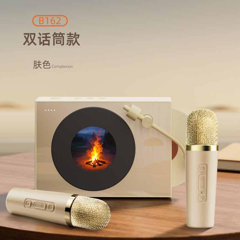 クロスボーダーBluetoothスピーカー、歌詞表示機能付きスピーカー、一体型マイク、家庭用ワイヤレスカラオケ小型スピーカー、マイク|undefined
