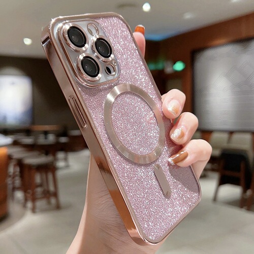 Suitable for iPhone15 mobile phone case electroplating magnetic Apple 14promax glitter 13 with lens film 12 protective cover