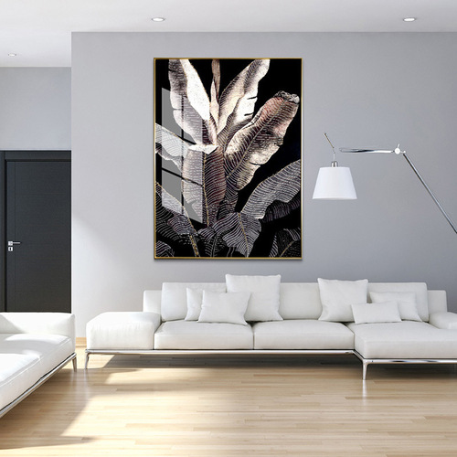 Banana leaf entrance hall decoration painting living room background wall painting Nordic style simple corridor aisle crystal porcelain wall painting