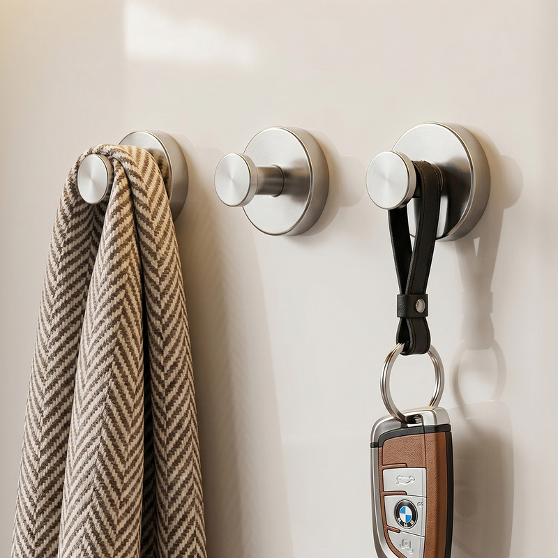 Suction cup stainless steel hook for bathroom wall, vacuum, traceless, strong load-bearing, for clothes storage and organizing