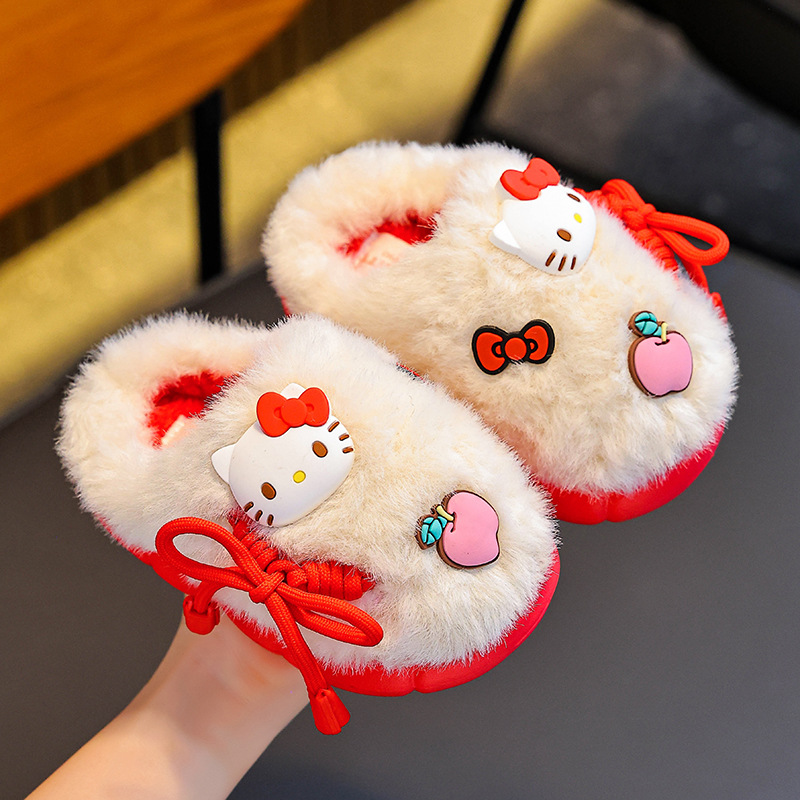 Sanliou bolsas de invierno para niños zapatos de talón de algodón para niños y niñas caliente y terciero para niños y niños de mediana edad lana para casa Kullomi algodón trapazo