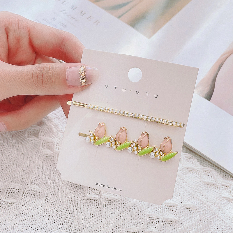 Japanischer Stil Süss Blume Legierung Emaille Überzug Inlay Perle Haarklammer display picture 4