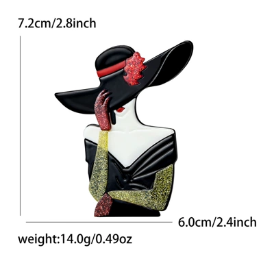 Cross-Border Hot-Selling European and American Acrylic Monroe Girl Brooch Fashion Versatile Women's Clothing Corsage Jewelry Pin (Yaxa sancaqları) - black-5051-bk