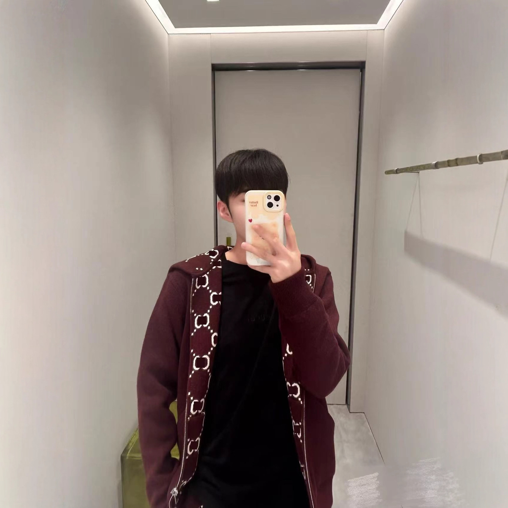 Correct Version Gu Gujia Autumn and Winter New Presbyopic Double-Sided Cashmere Knitted Jacket Jacket Fashion Top