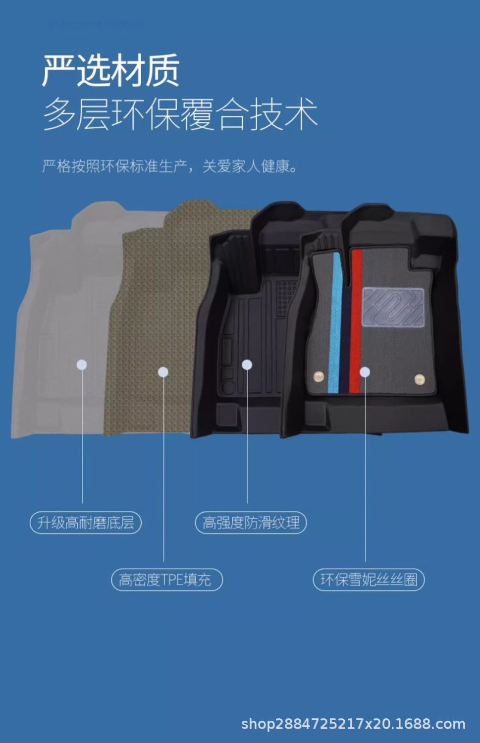 New TPE car floor mats, double-layer, detachable, wear-resistant, easy to clean, custom-made for specific cars, factory direct shipping