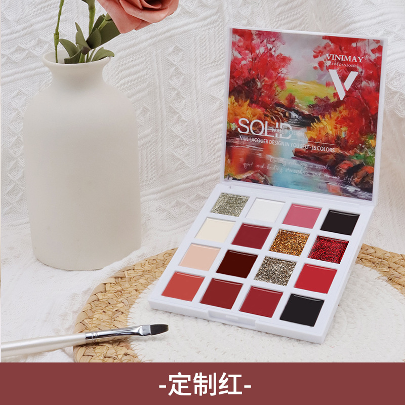 Nuevo 16-color de sombra de ojos de estado sólido pegamento de la pintura al óleo neto rojo sombra de ojos de la serie de estado sólido neto Pequeño Libro Rojo VINIMAY