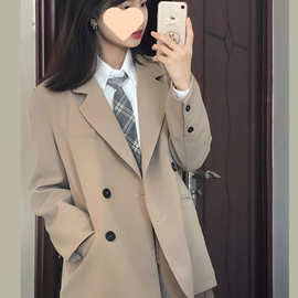 西装外套女春秋款甜美气质正肩宽松百搭韩版小西服学院风