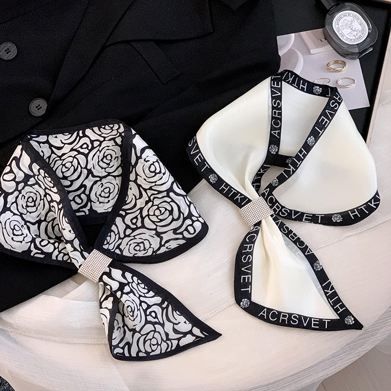 Bufandas de seda larga damas coreanas nuevas bufandas delgadas de cabello correa de cabello temperamento bufandas de seda al por mayor