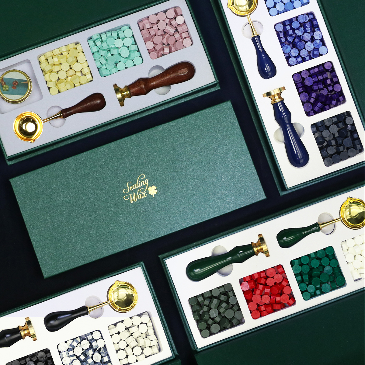 Color europeo fuego pintura sello traje conjunto completo europeo retro fuego pintura traje cera grano fuego pintura caja de regalo envolvente cera de sellado