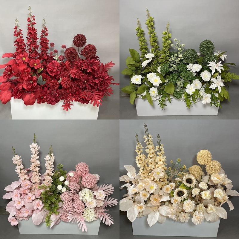 Flor de la boda de la flor Chiyeya rosa roja fila de orquídeas fila de flores bosque escena de compromiso decoración de la boda fondo de decoración