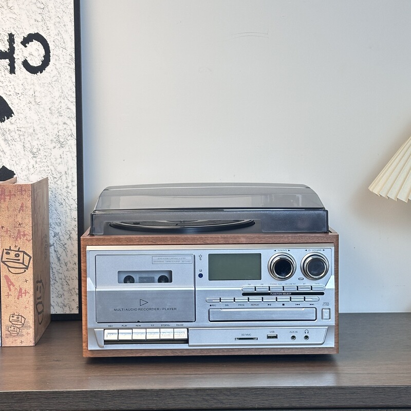 レトロビニールレコードプレーヤー CD プレーヤー昔ながらのテーププレーヤー FMAM ラジオデスクトップ Bluetooth スピーカーアマゾン外国貿易|undefined