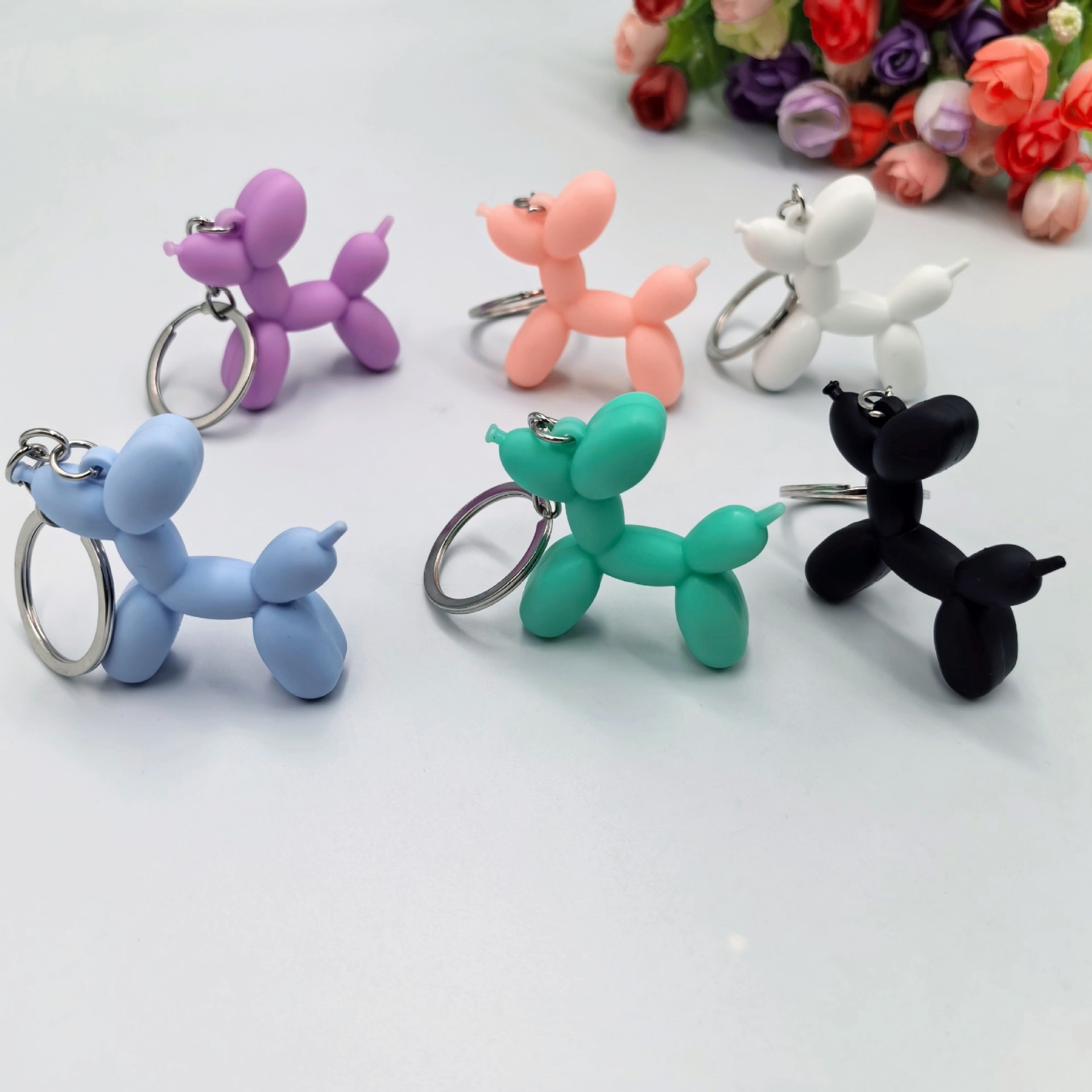 Transfronterizos PVC pegamento suave lindo globo perro llavero colgante bolsa colgante jardín de infantes pequeños regalos