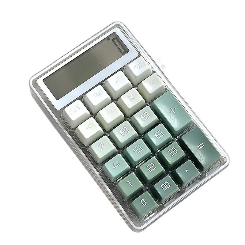 Calculadora de teclado mecánico, lindos botones de alto valor, computadora de pantalla grande, estudiante, contabilidad de oficina, finanzas