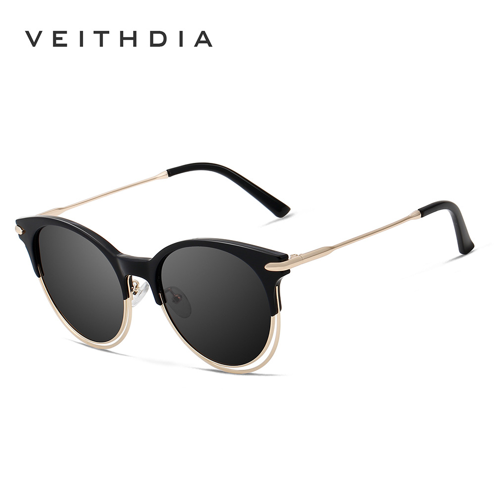 De moda de las mujeres ronda polarizada protección UV TR90 doble círculo ojo gato Gafas Sol 2023 nuevo en stock 3029