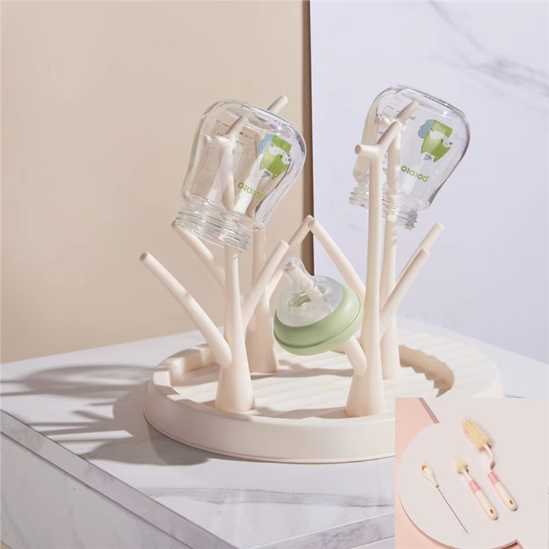 베이지 배수랙 + 병솔 3종 세트