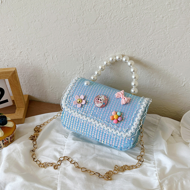 Bolsos populares de este año, bolsos accesorios de niñas, bolsos de perlas de moda, bolsos de hombro para niños coreanos.