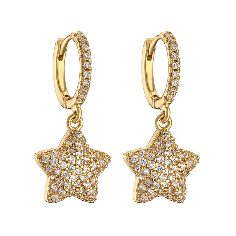 Drop Earrings Classification Elegant Classic Style Star Copper Inlay Zircon Drop Earrings 1 Pair