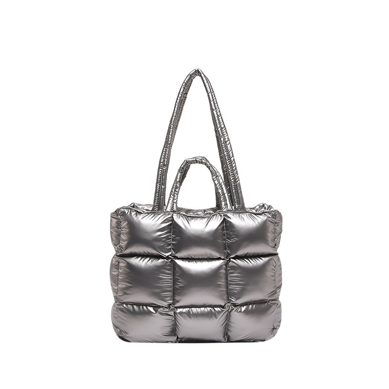 2024 estilo de invierno transfronterizo de nueve palacios chaqueta de algodón espacial suave de algodón de plumón bolso de hombro de mano bolso de mujer de algodón relleno