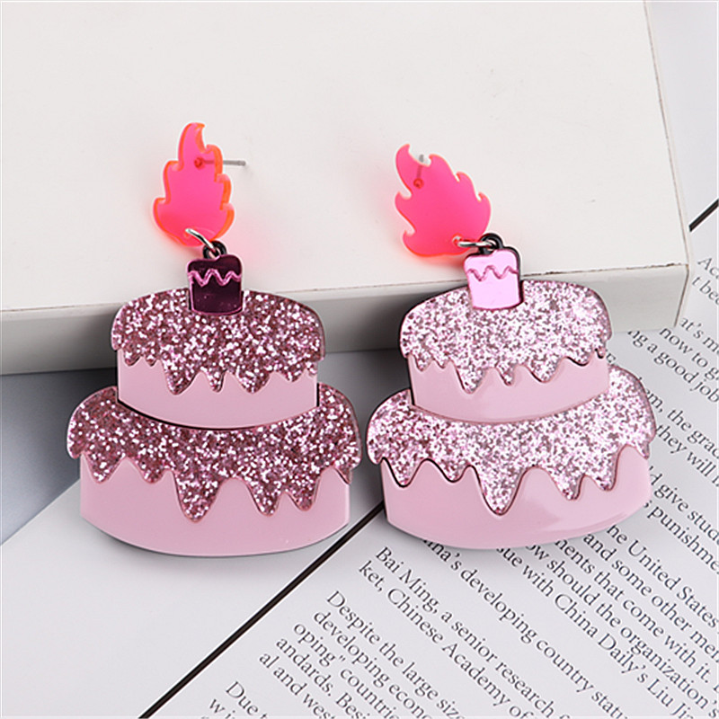 1 Pair Simple Style Cake Arylic Patchwork Women's Drop Earrings display picture 1