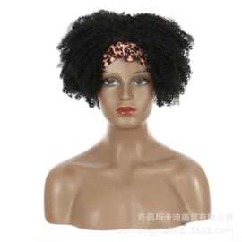 外贸假发wig 脏辫头巾发 黑色蓬松爆炸头假发头套  工厂现货批发